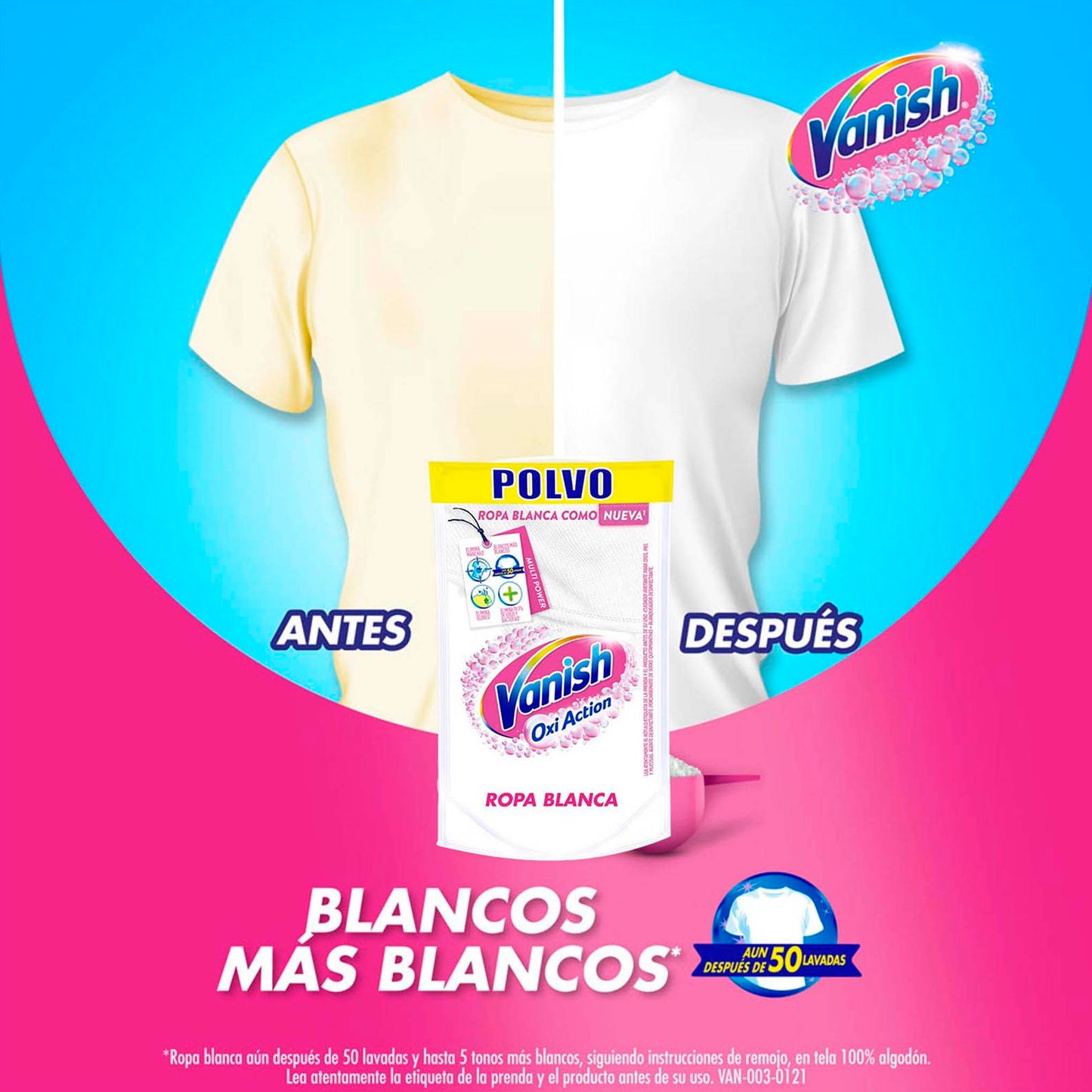 Quitamanchas Vanish Blanco Polvo Recarga 450g – Ropa Blanca Impecable desde el Primer Lavado