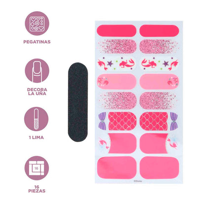 Stickers de Uñas Disney Ariel 16 Piezas Full Wrap