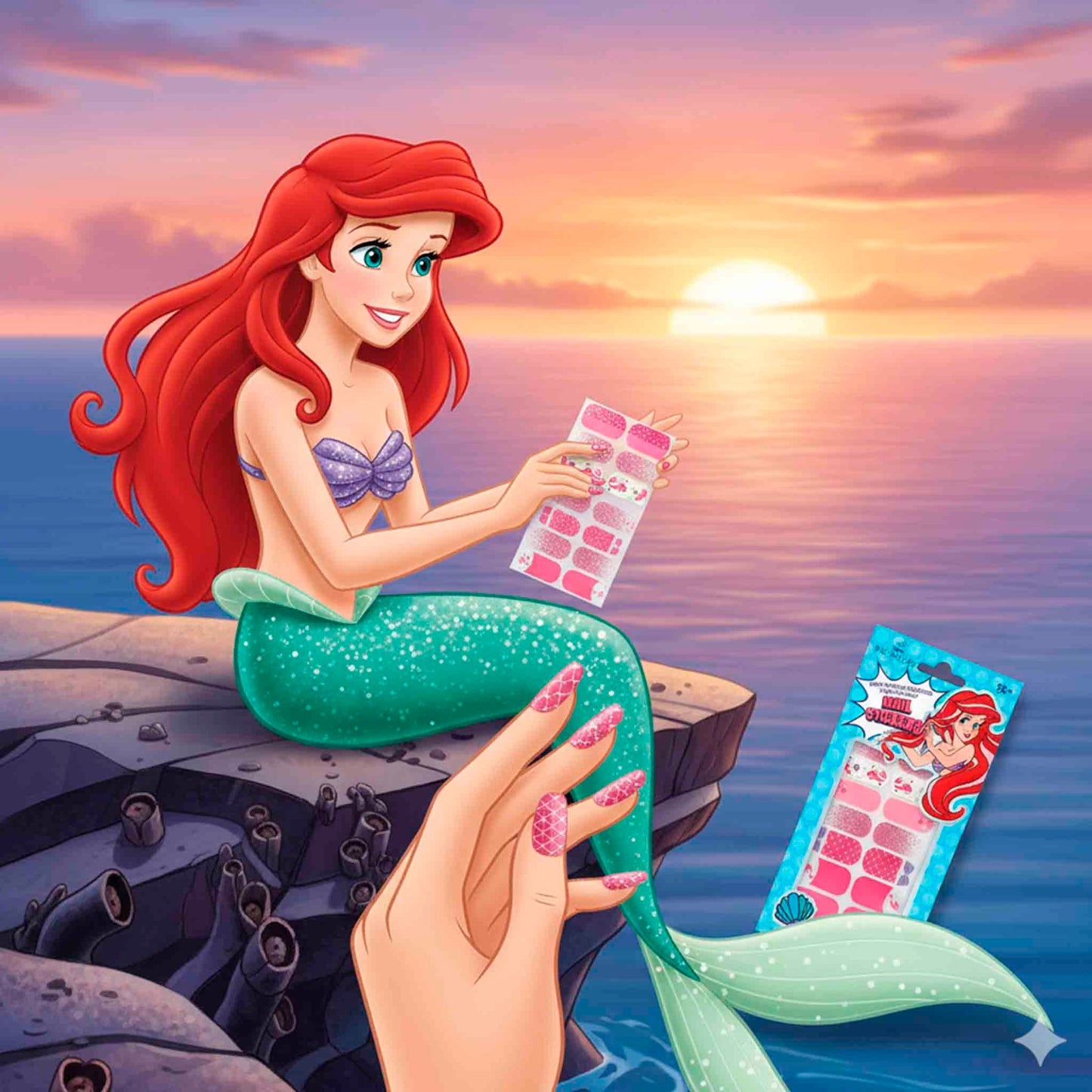 Stickers de Uñas Disney Ariel 16 Piezas Full Wrap