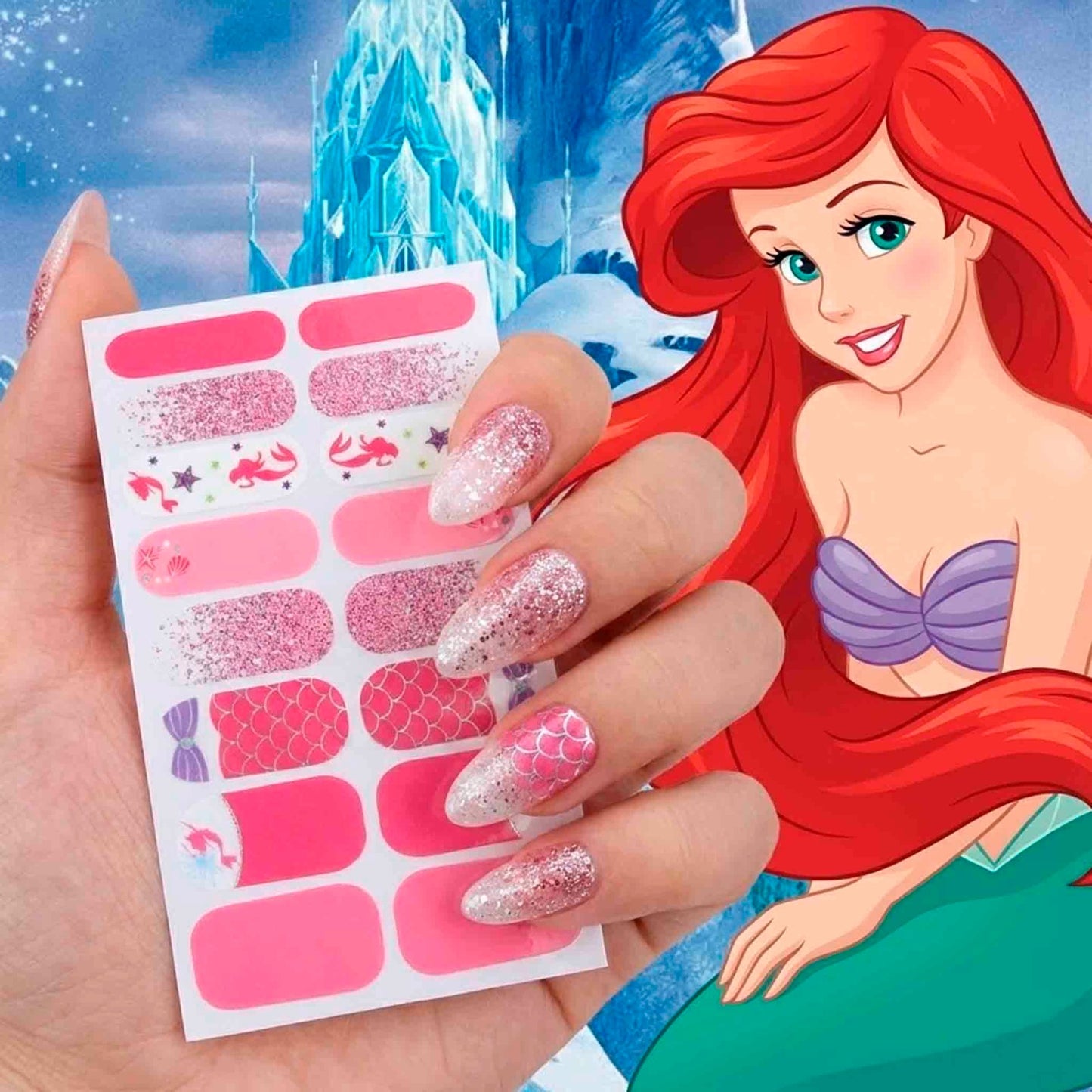 Stickers de Uñas Disney Ariel 16 Piezas Full Wrap