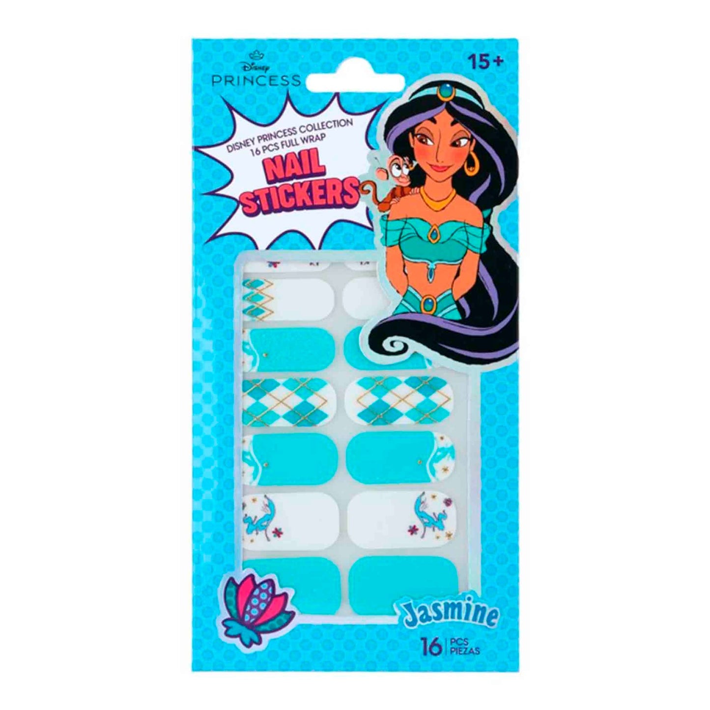 Stickers de Uñas Disney Jasmine 16 Piezas
