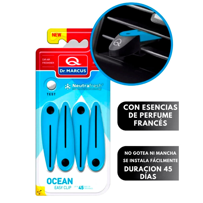 Aromatizador De Auto Easy Clip 4 Piezas 45 Días - Dr Marcus DR. MARCUS- Dermocosmetica_belleza_online