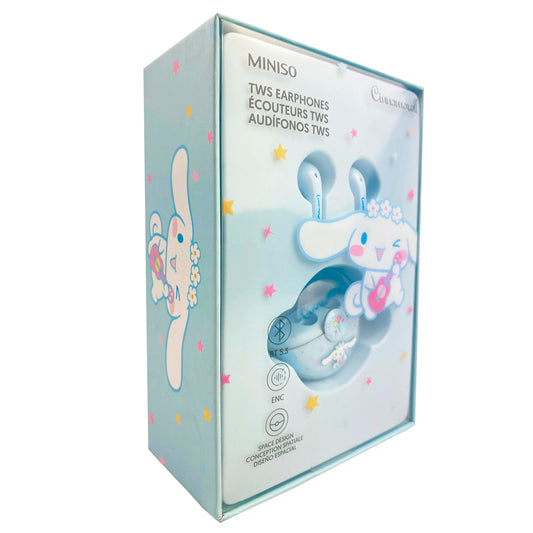 Audífonos Inalámbricos Sanrio Cinnamoroll Miniso TWS con Estuche – Bluetooth 5.3 y Cancelación de Ruido