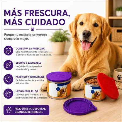 Set de 2 tapas Blue Paws de silicona para latas de alimento húmedo de mascotas de 5 a 12 cm
