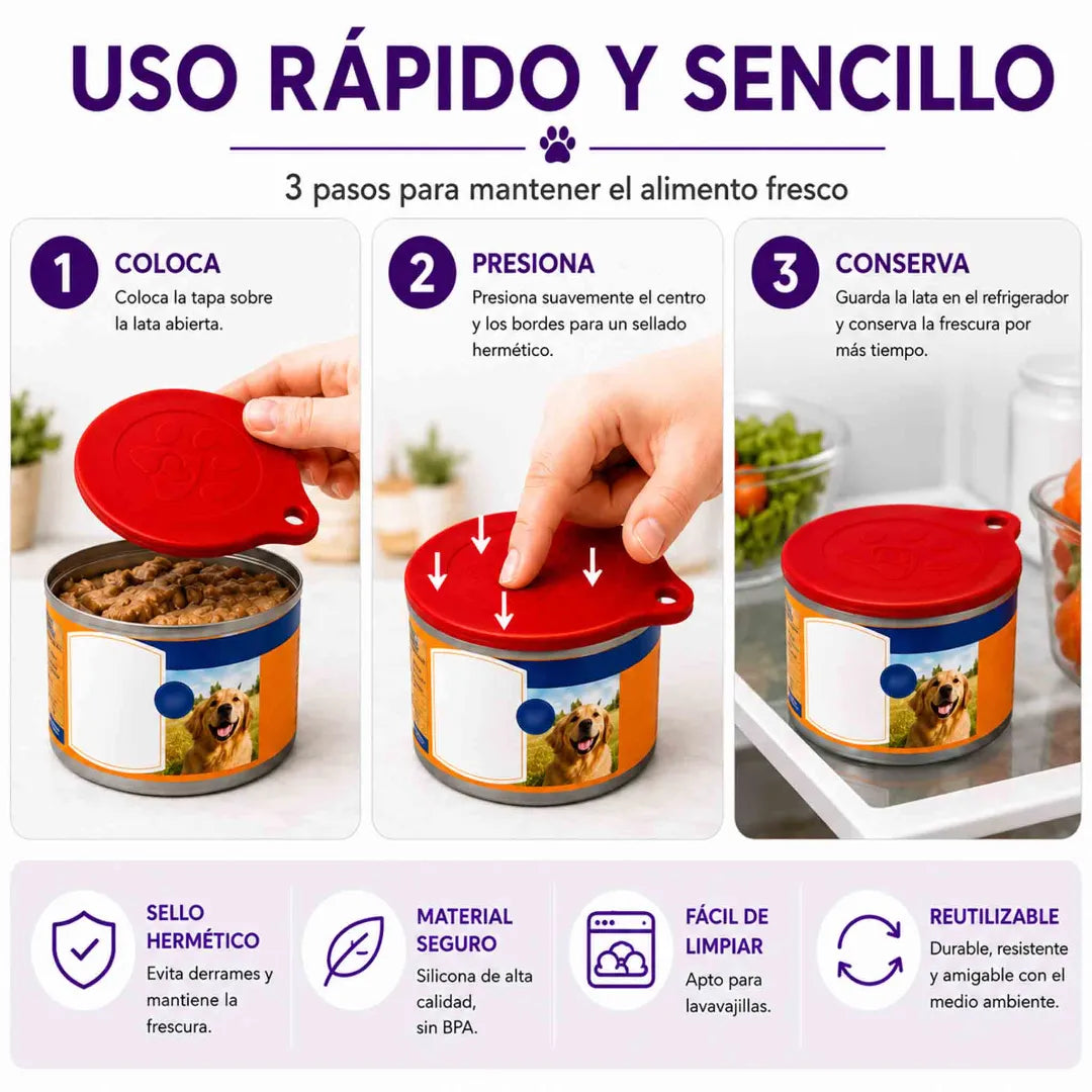 Set de 2 tapas Blue Paws de silicona para latas de alimento húmedo de mascotas de 5 a 12 cm