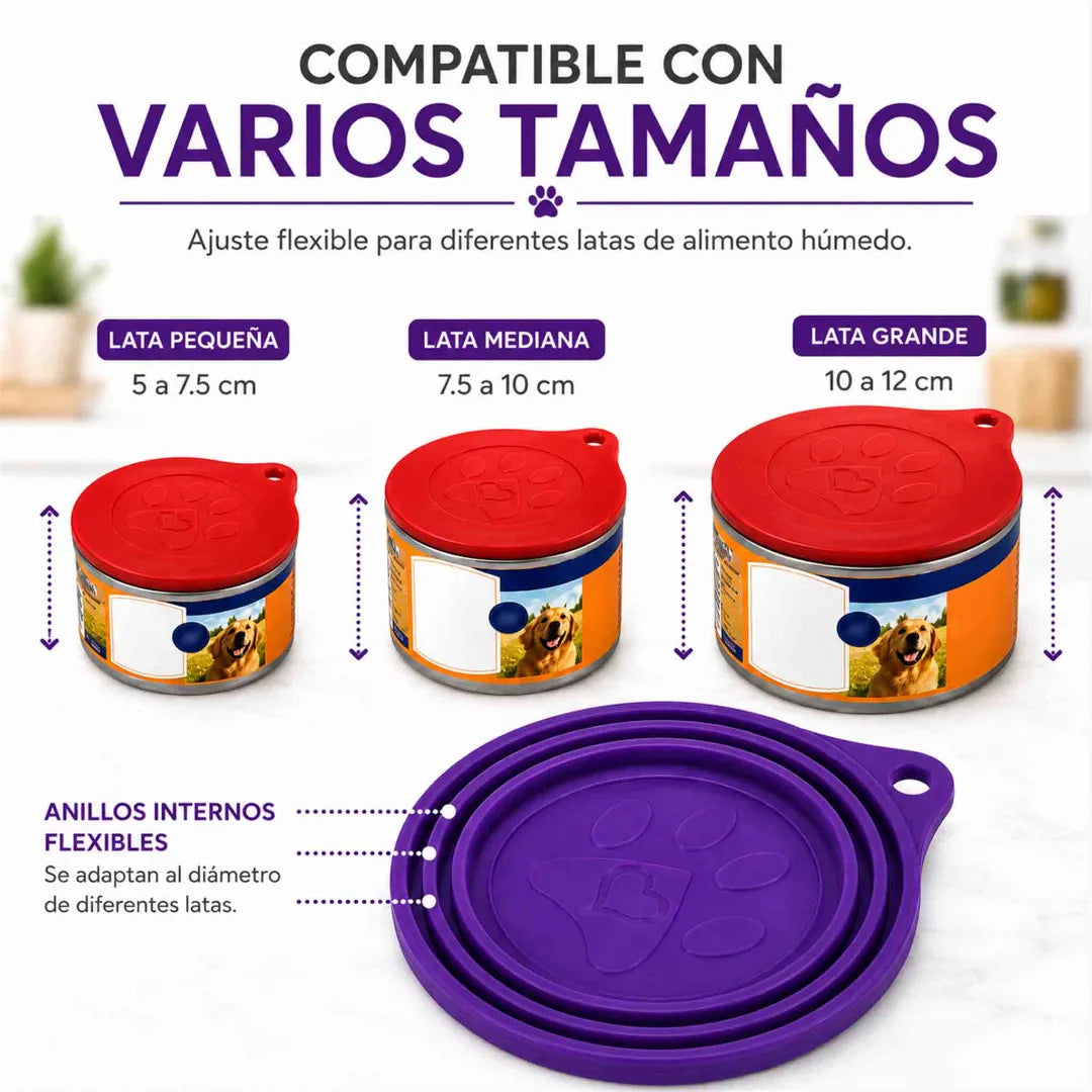 Set de 2 tapas Blue Paws de silicona para latas de alimento húmedo de mascotas de 5 a 12 cm