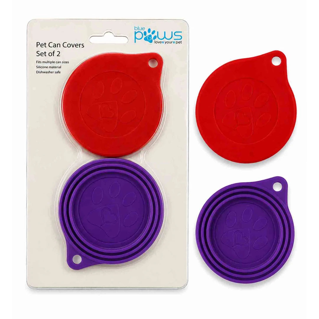 Set de 2 tapas Blue Paws de silicona para latas de alimento húmedo de mascotas de 5 a 12 cm