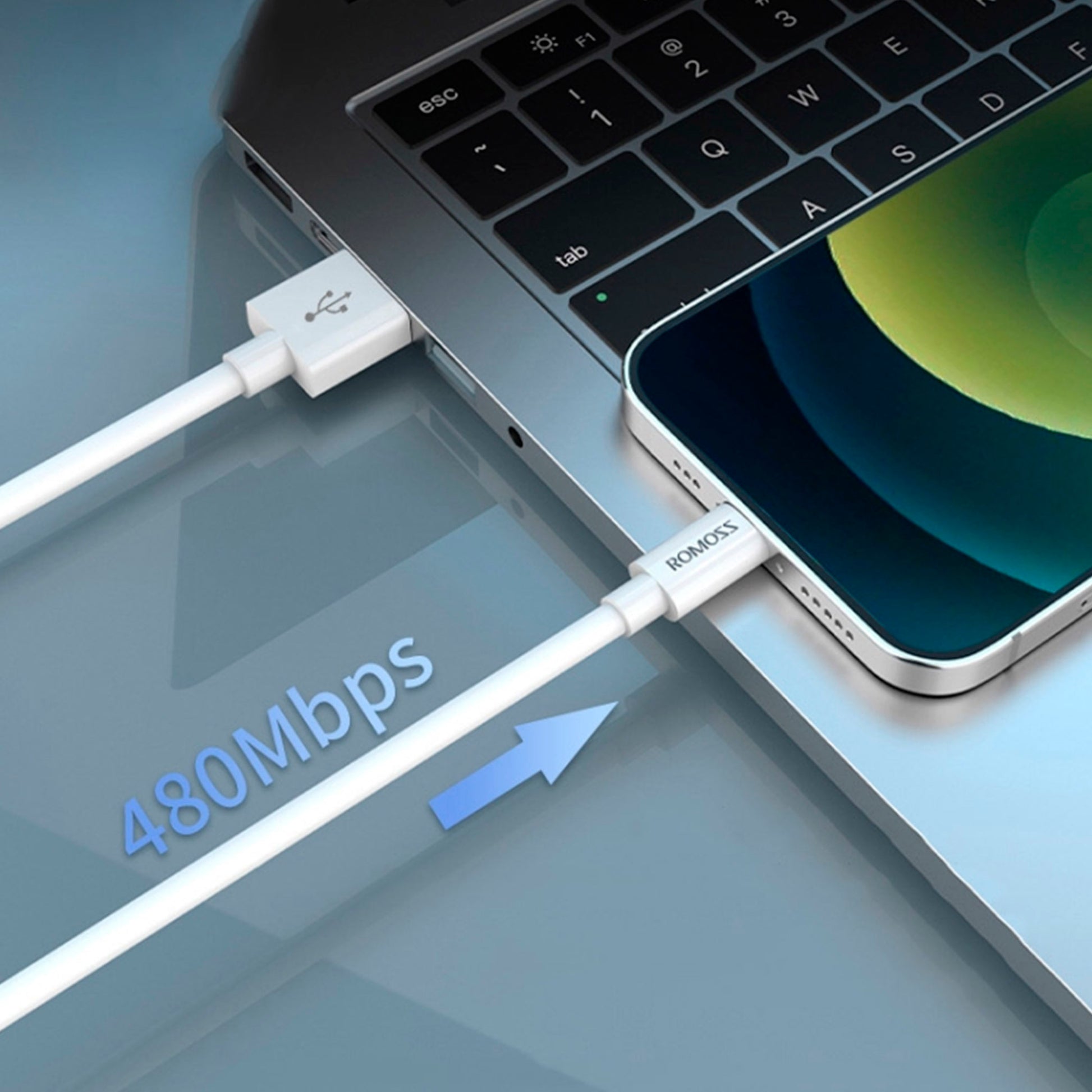 Cable De Datos Romoss Cb12 USB a Lightning 1 Metro ROMOSS- Dermocosmetica_belleza_online