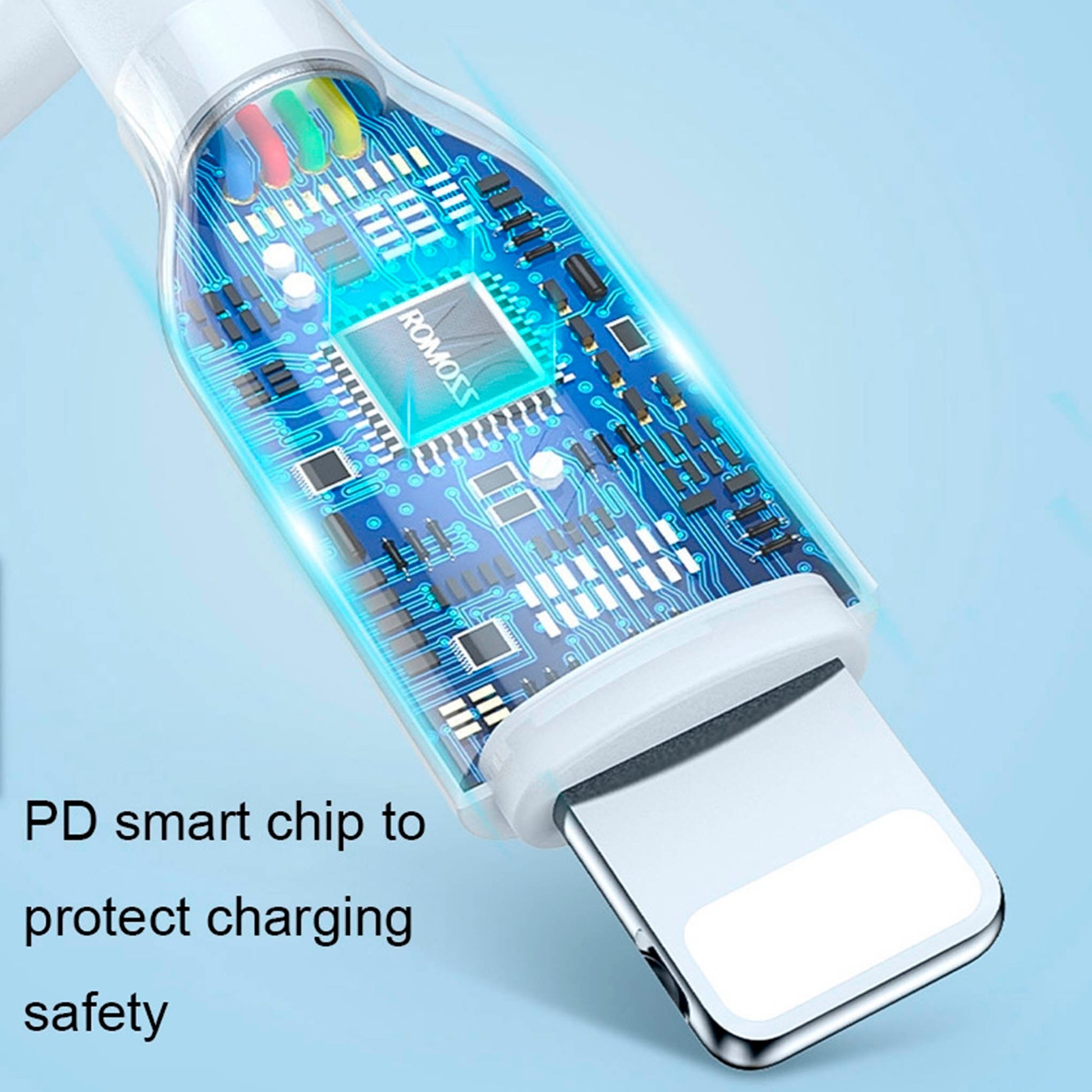 Cable Romoss USB-C a Lightning 27W Carga Rápida – 1 Metro, Material TPE ROMOSS- Dermocosmetica_belleza_online