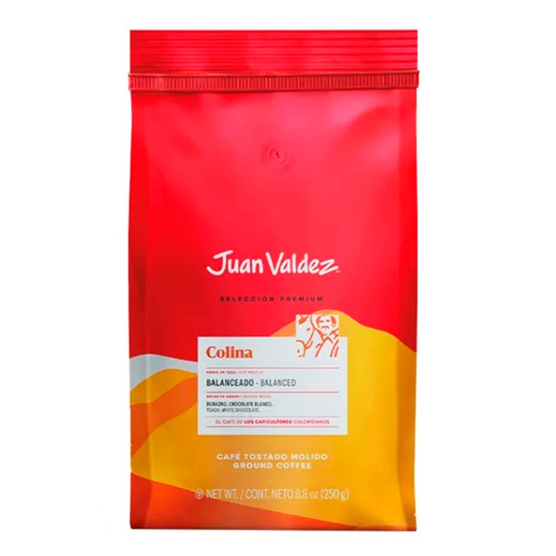 Café Juan Valdez Colina Premium 250 g – Grano molido balanceado, sabor suave y aroma clásico JUAN VALDEZ- Dermocosmetica_belleza_online