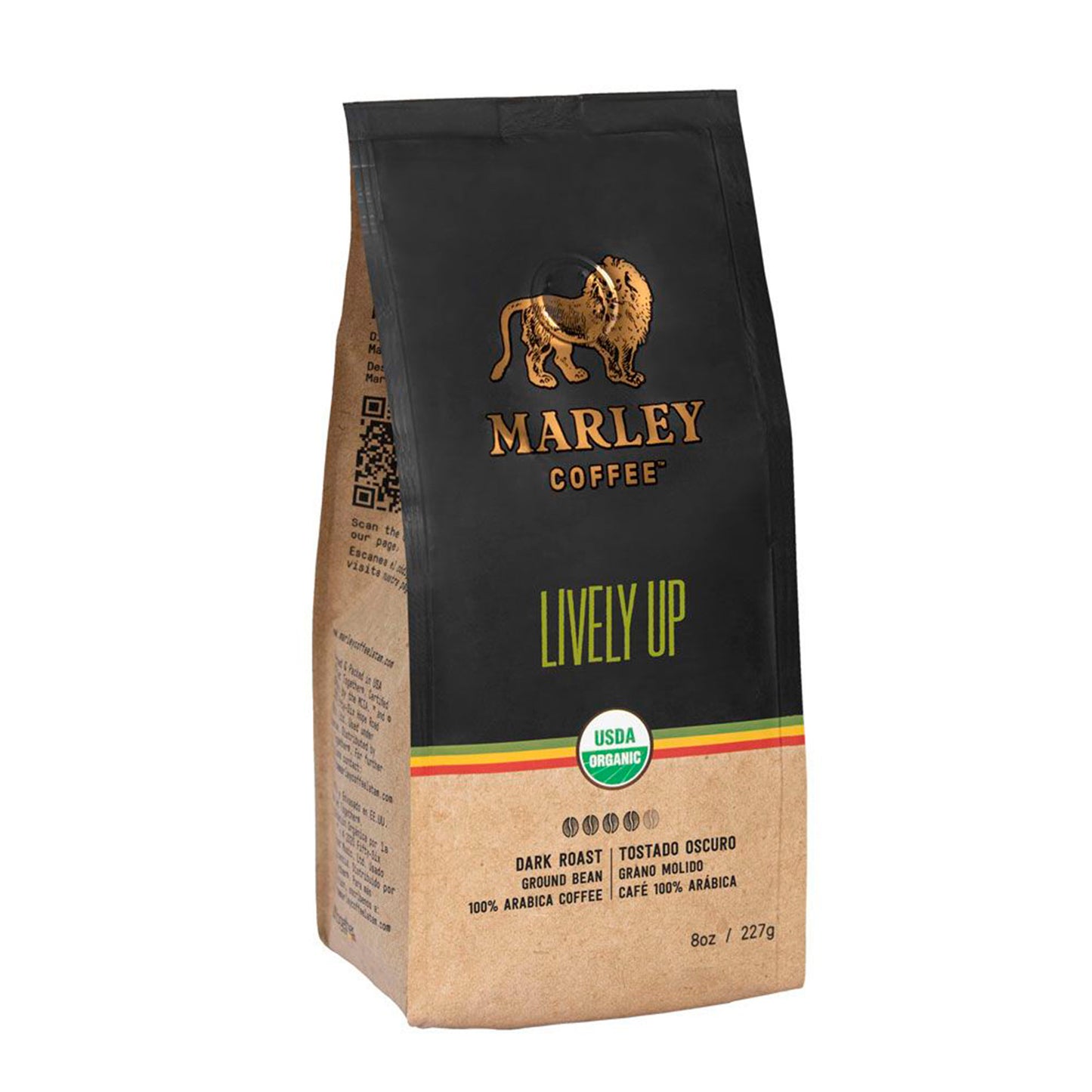 Café Marley Coffee Lively Up! 227g – Grano Molido Intenso 100% Arábica Marley Coffe- Dermocosmetica_belleza_online