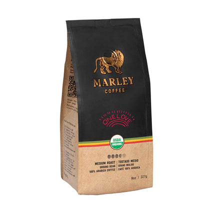 Café Marley Coffee One Love 227 g – Grano molido 100 % Arábica, sabor suave y vibrante MARLEY- Dermocosmetica_belleza_online