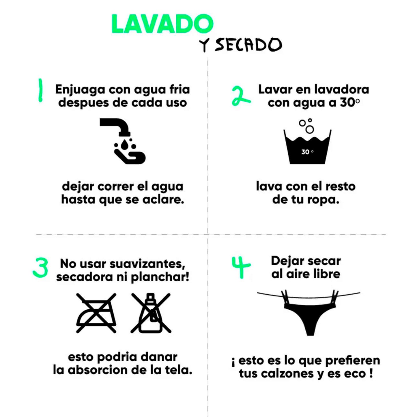 Calzón Menstrual Bikini Flujo Moderado -  BloodyGreen