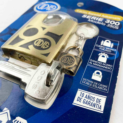 Candado Odis Colección 95 Años Serie 300 350S 50 mm con Hombros + Llavero