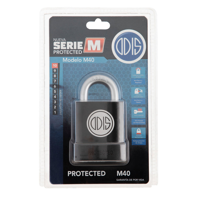 Candado Odis M40 Protected 48 mm – Seguridad Máxima con Gancho de Borón ODIS- Dermocosmetica_belleza_online