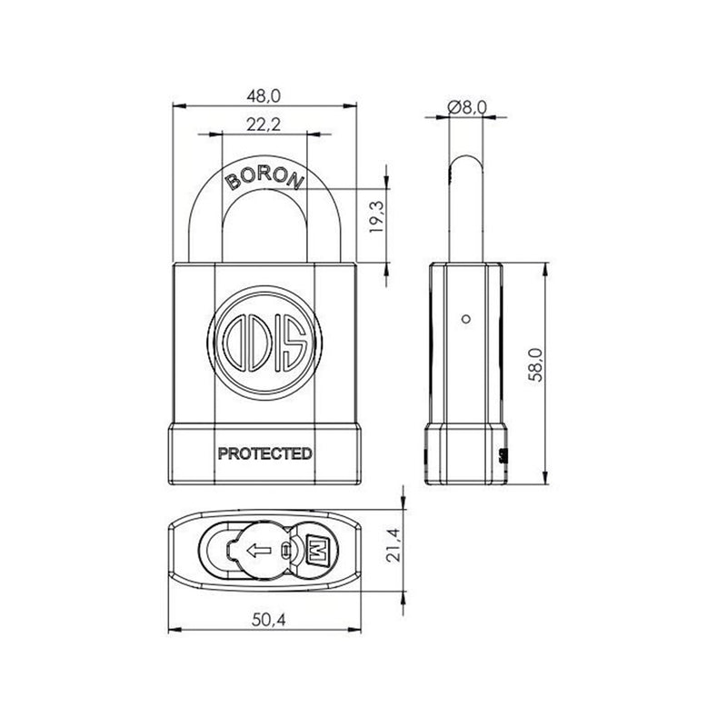 Candado Odis M40 Protected 48 mm – Seguridad Máxima con Gancho de Borón ODIS- Dermocosmetica_belleza_online