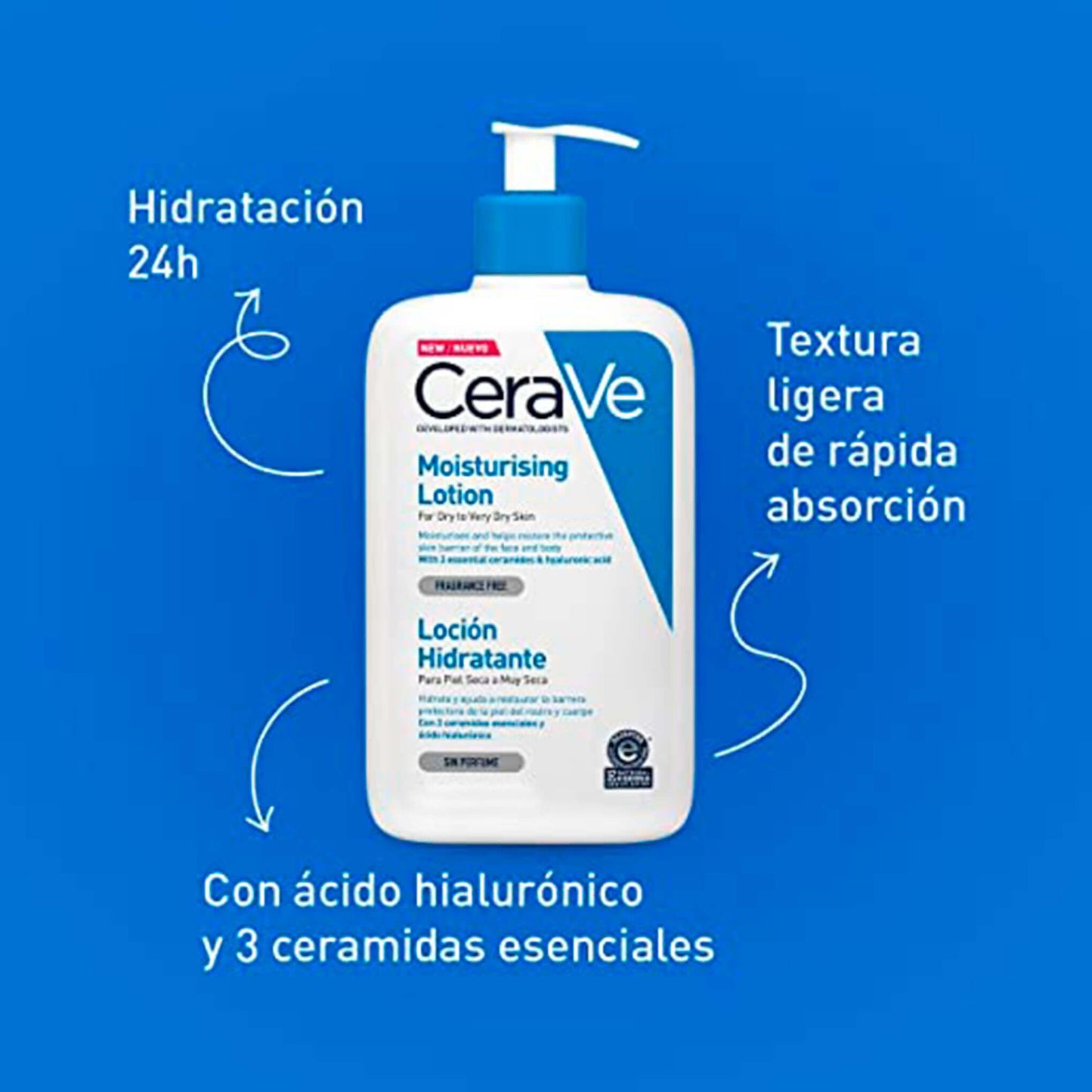 CeraVe Loción Hidratante 236 ml – Hidratación Ligera y Duradera para Todo Tipo de Piel CeraVe- Dermocosmetica_belleza_online