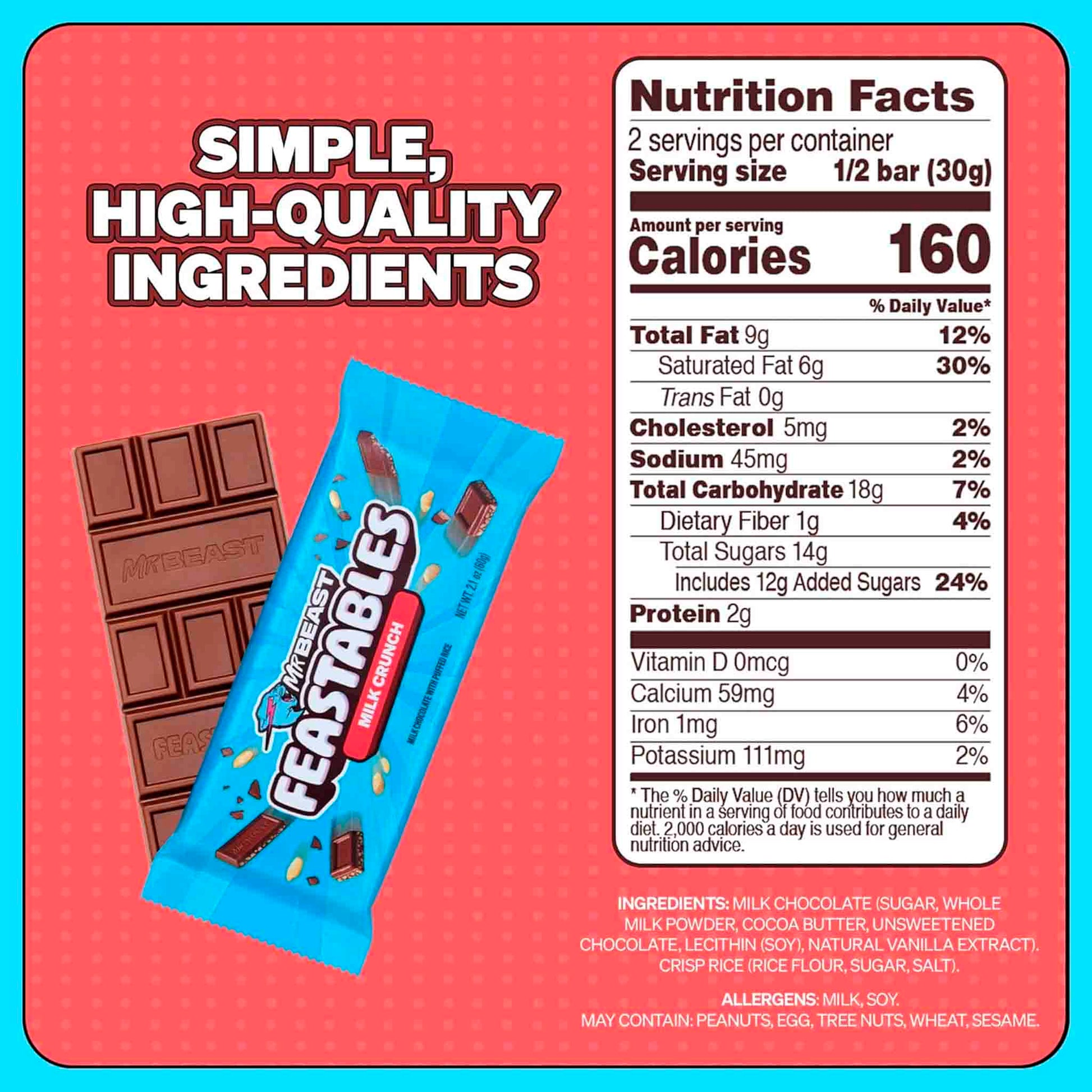 Chocolate Mr Beast Feastables Milk Crunch 60 g – Barra Crujiente y Deliciosa MR BEAST- Dermocosmetica_belleza_online