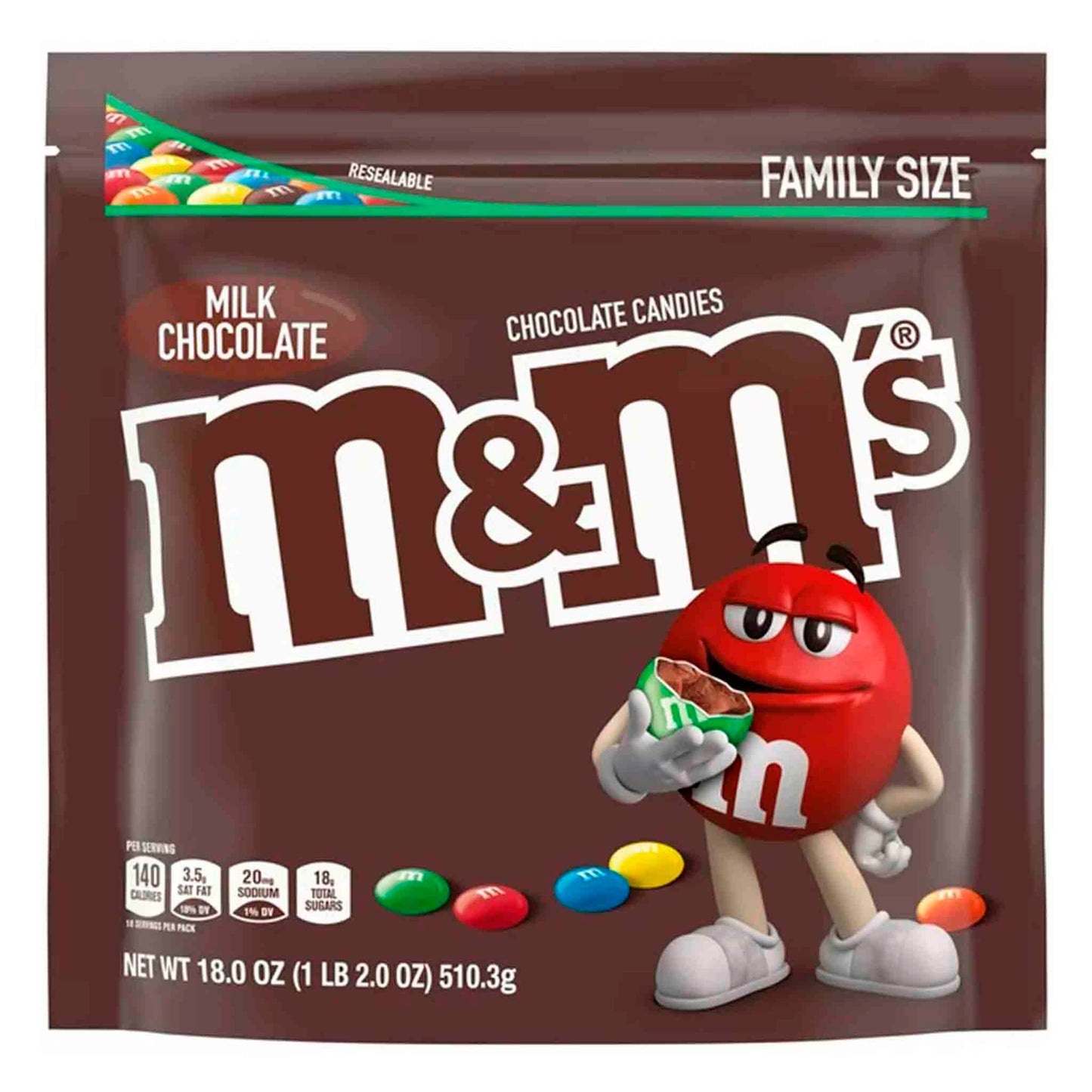 M&M's Chocolate con Leche Bolsa Familiar 510.3g – Dulce Diversión para Compartir M & M- Dermocosmetica_belleza_online