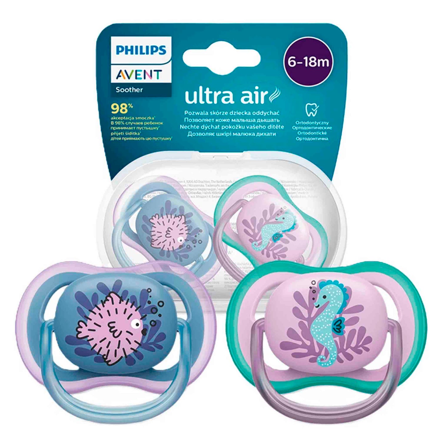 Chupete Philips Avent Ultra Air SCF085/40 6–18 Meses Niña – 2 Unidades