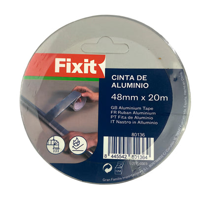 Cinta Aluminio Adhesiva Fixit 48mm X 20m Termica Alta Temperatura FIXIT- Dermocosmetica_belleza_online