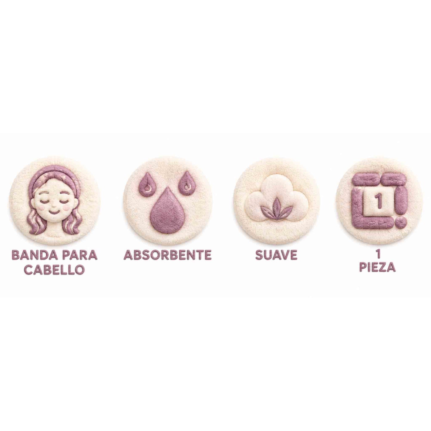 Cintillo de felpa Miniso para skincare y maquillaje, suave y absorbente, en diseño osito o rosa pastel.