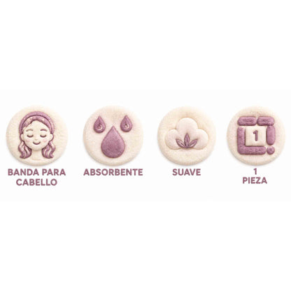 Cintillo de felpa Miniso para skincare y maquillaje, suave y absorbente, en diseño osito o rosa pastel.