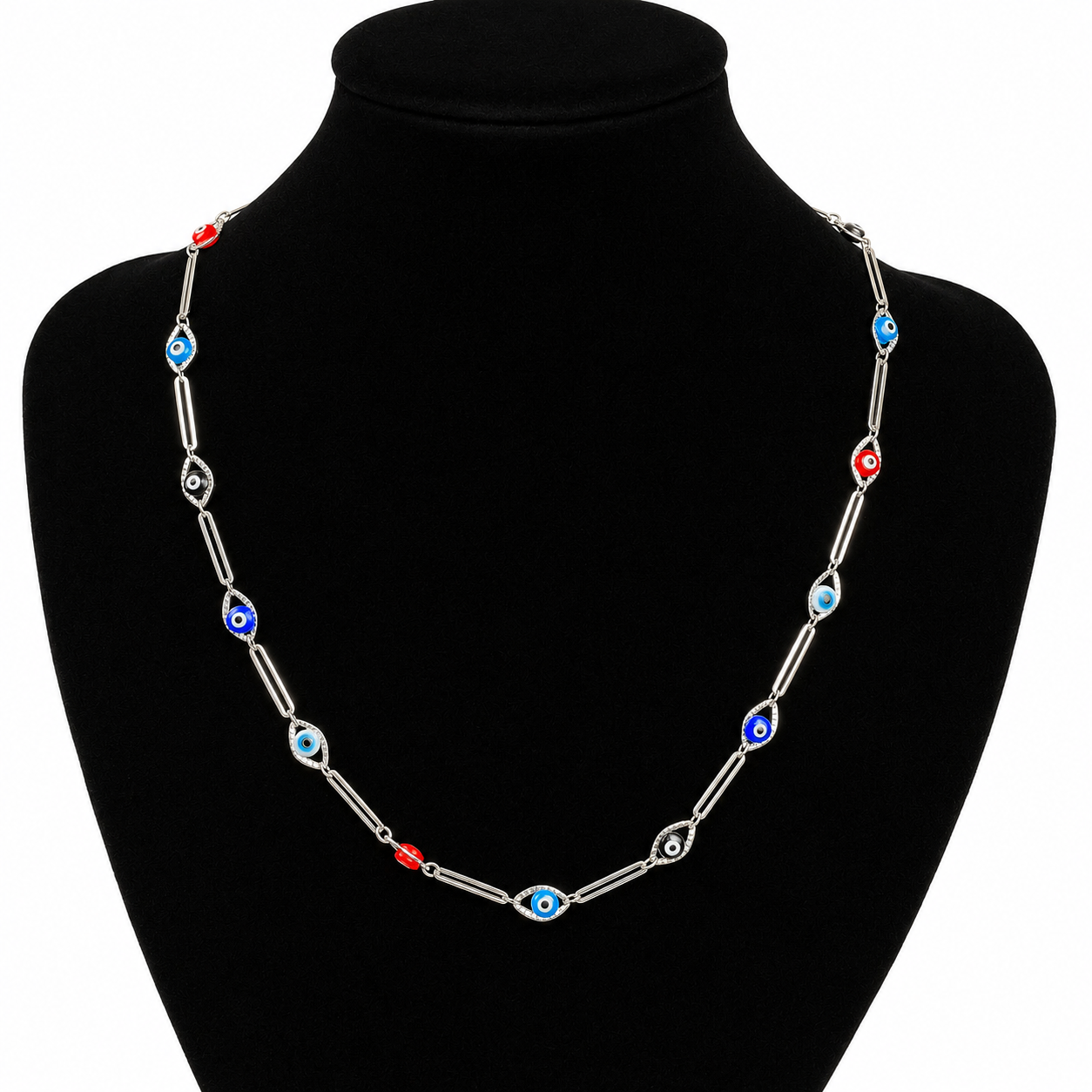 Collar Plata 925 Ojos Griegos Multicolor 46cm 5,55g