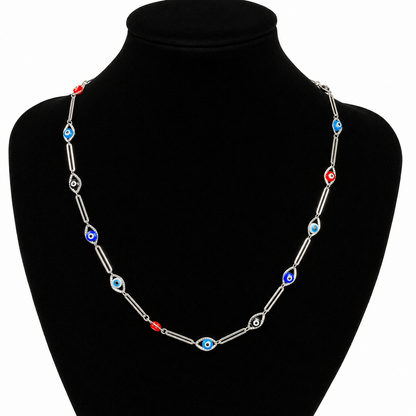 Collar Plata 925 Ojos Griegos Multicolor 46cm 5,55g