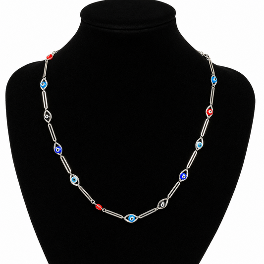 Collar Plata 925 Ojos Griegos Multicolor 46cm 5,55g