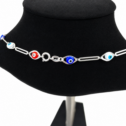 Collar Plata 925 Ojos Griegos Multicolor 46cm 5,55g