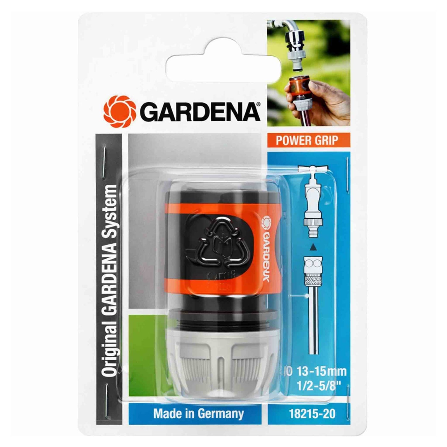 Conector rápido Gardena Aqua Stop para manguera 1/2 a 5/8 pulgadas