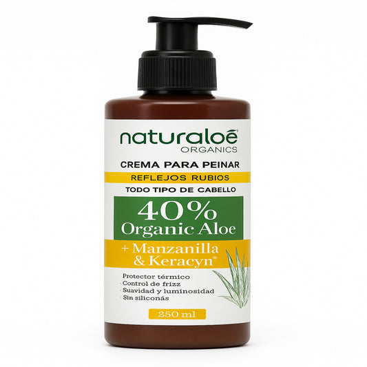 Crema de Peinar Naturaloe Reflejos Rubios 250 ml – Nutrición, Brillo y Control Natural