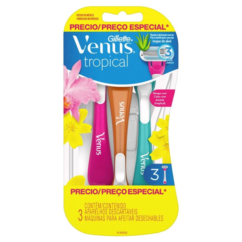 Máquinas de Afeitar Gillette Venus Tropical para Mujer – Pack 3 Unidades GILLETTE- Dermocosmetica_belleza_online