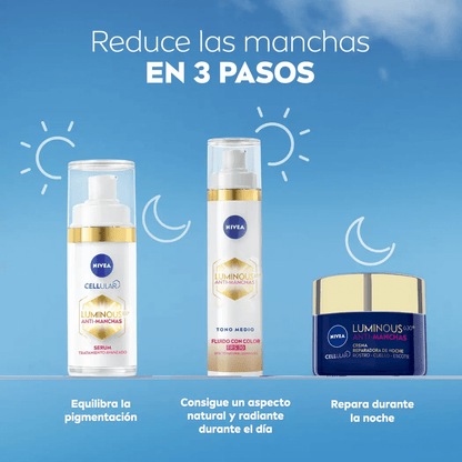 Nivea Luminous 630 Fluido con Color Tono Medio FPS30 – Unifica, corrige y protege en un solo paso NIVEA- Dermocosmetica_belleza_online