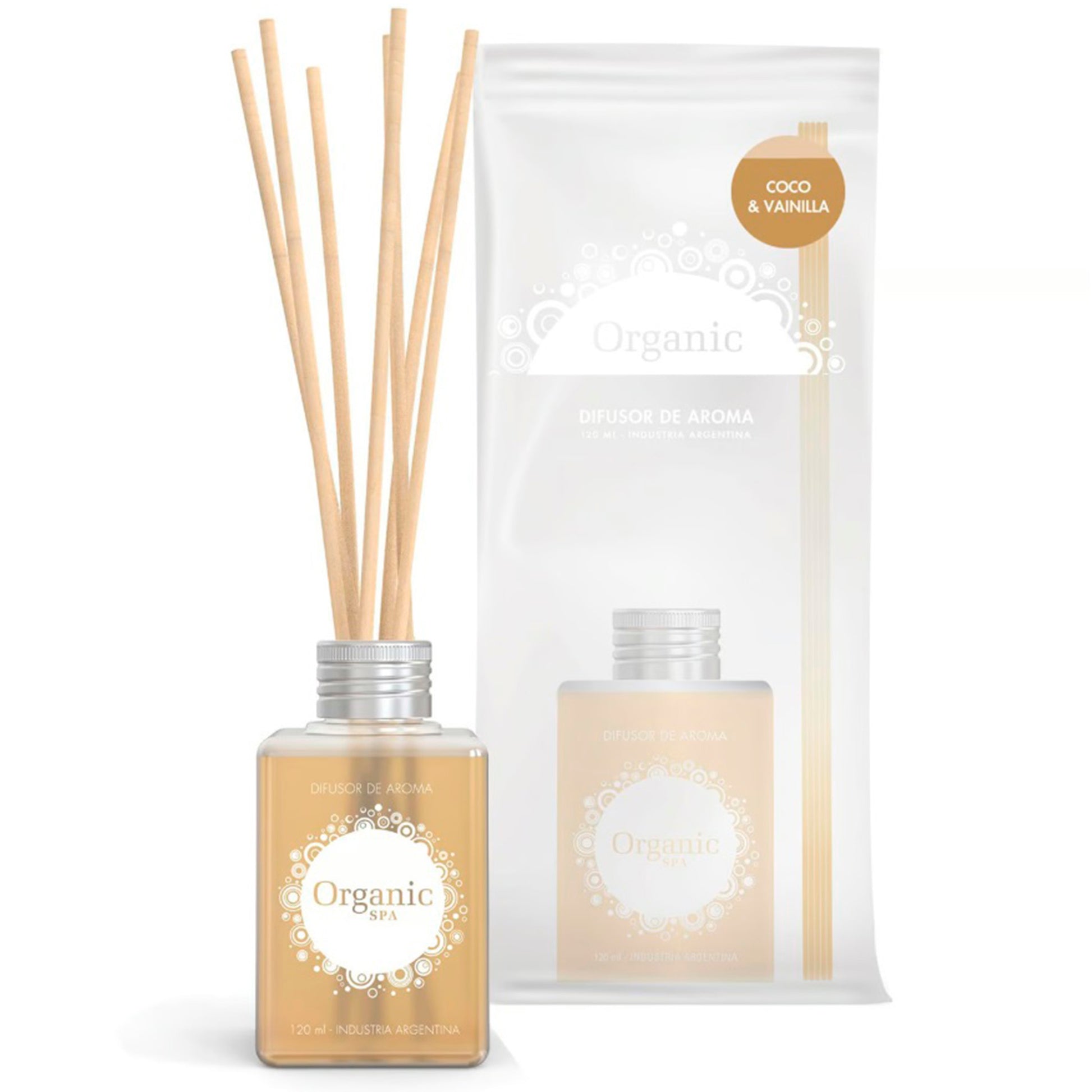 Difusor de Ambiente Coco & Vainilla 120 ml Organic Spa – Ambiente Tropical ORGANIC SPA- Dermocosmetica_belleza_online