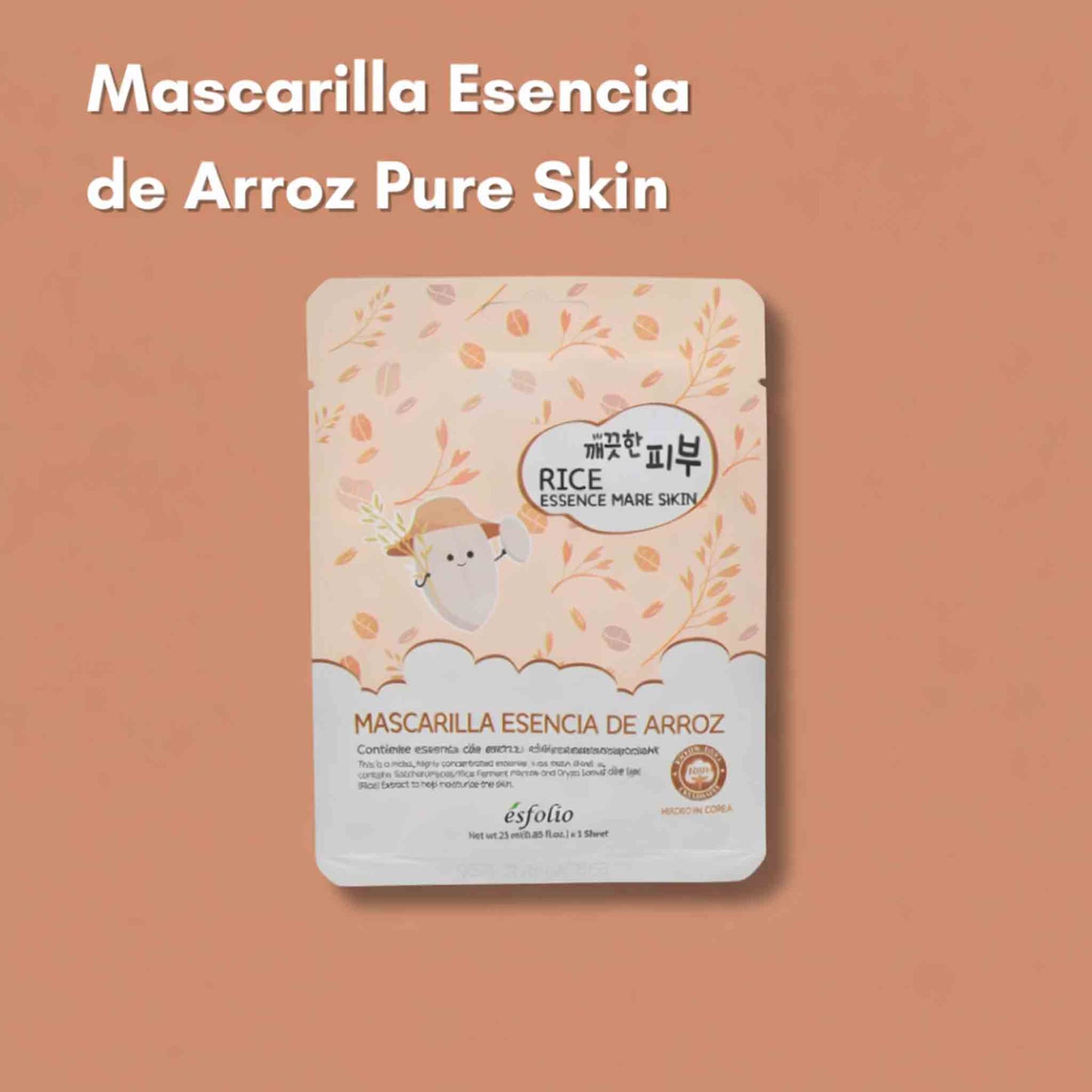 Mascarilla facial Esfolio Rice Essence Mask Sheet con extracto de arroz hidratante pack cuidado de la piel coreano