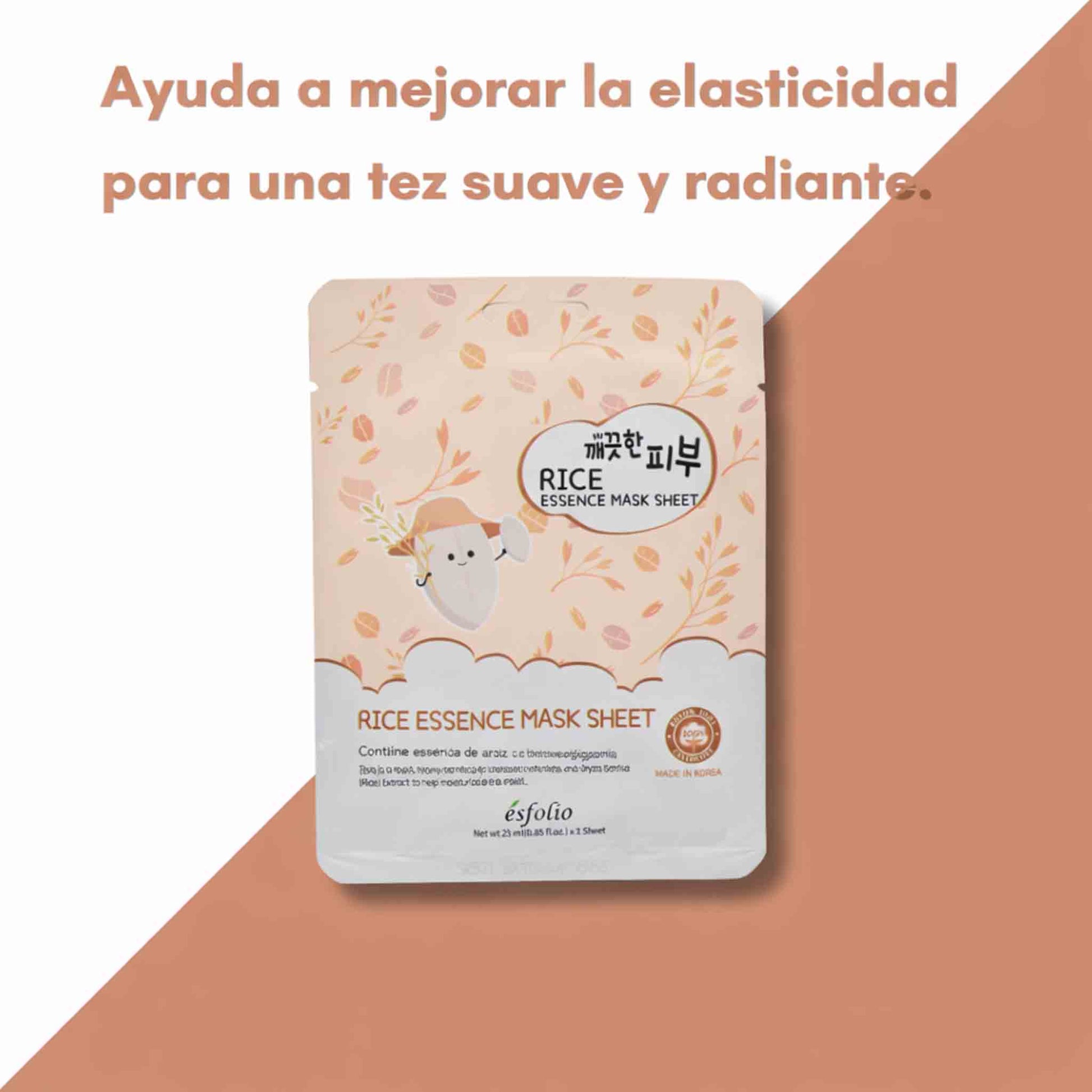 Mascarilla facial Esfolio Rice Essence Mask Sheet con extracto de arroz hidratante pack cuidado de la piel coreano