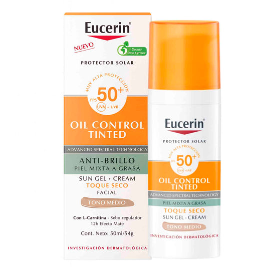 Eucerin Sun Gel-Creme Oil Control Tinted FPS 50+ 50 ml – Tono Medio