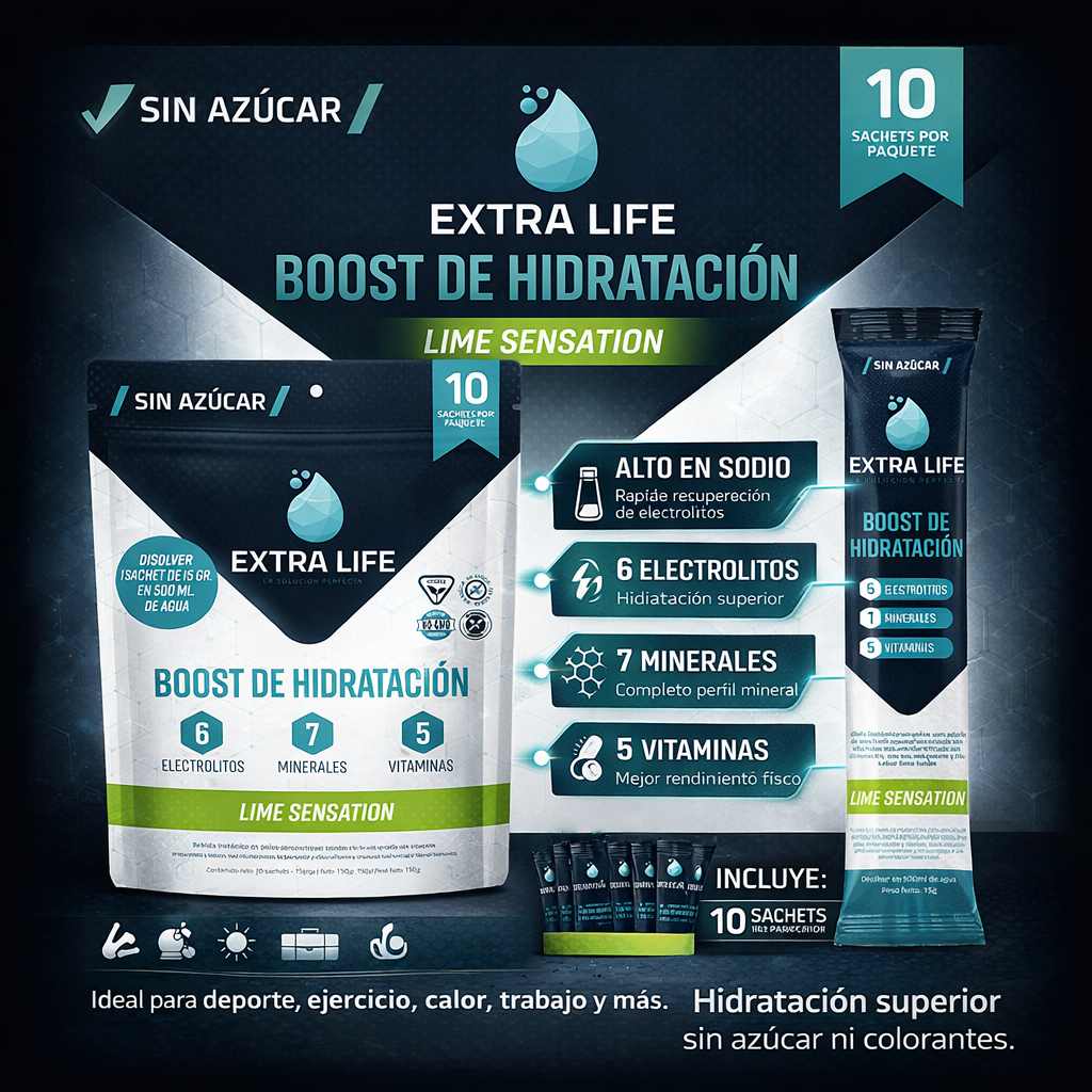 Bebida isotónica Fusion Extra Life Boost hidratación lime sensation 10 unidades