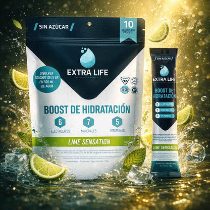 Bebida isotónica Fusion Extra Life Boost hidratación lime sensation 10 unidades