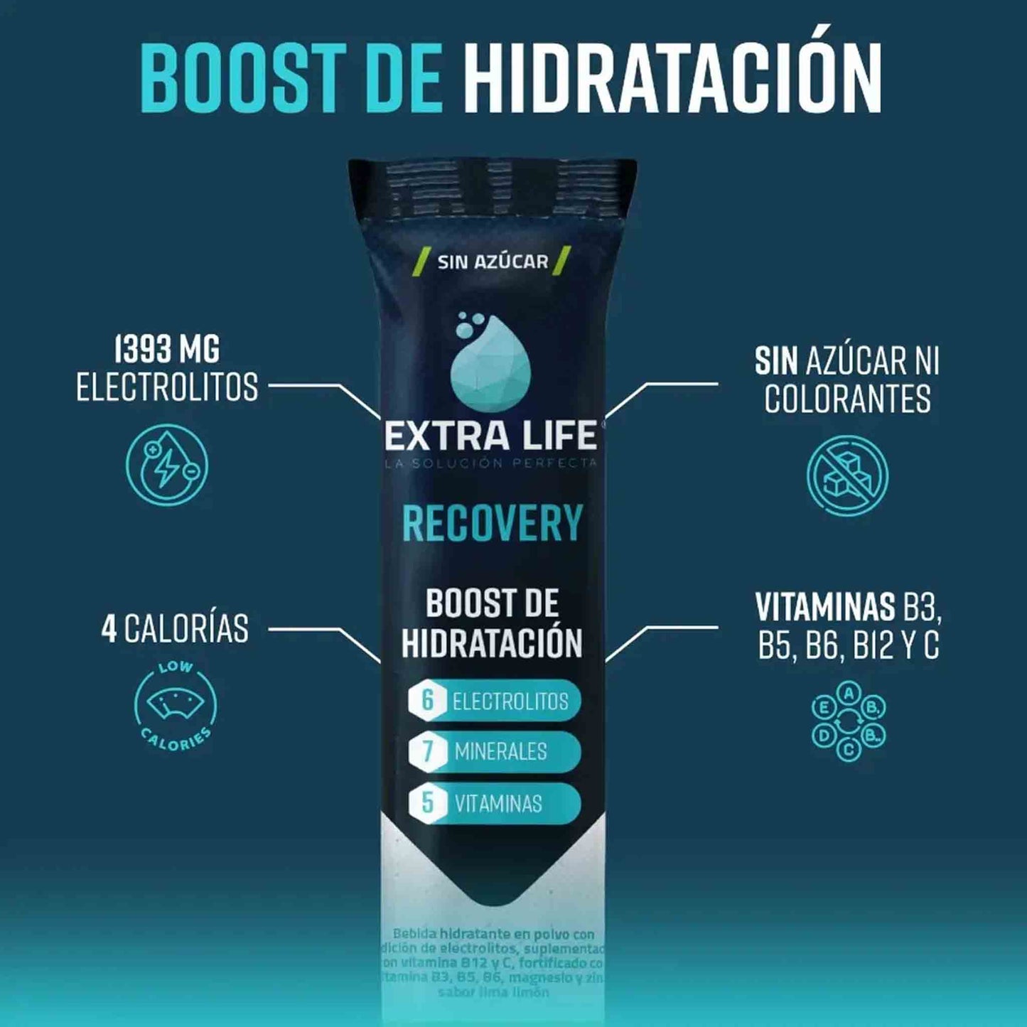 Bebida isotónica Fusion Extra Life Boost hidratación lime sensation 10 unidades