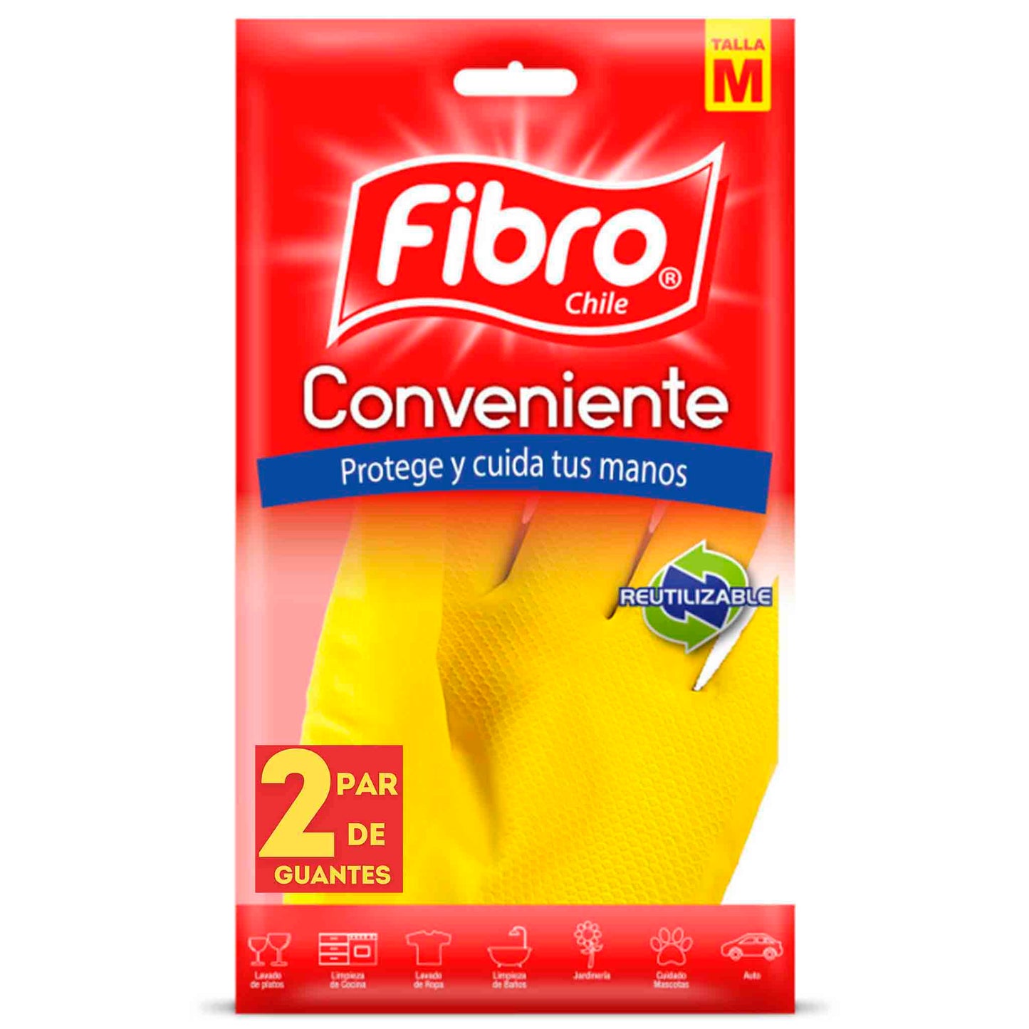 Guantes Multiuso Cocina y Baño Fibro Talla M Pack 2 Pares