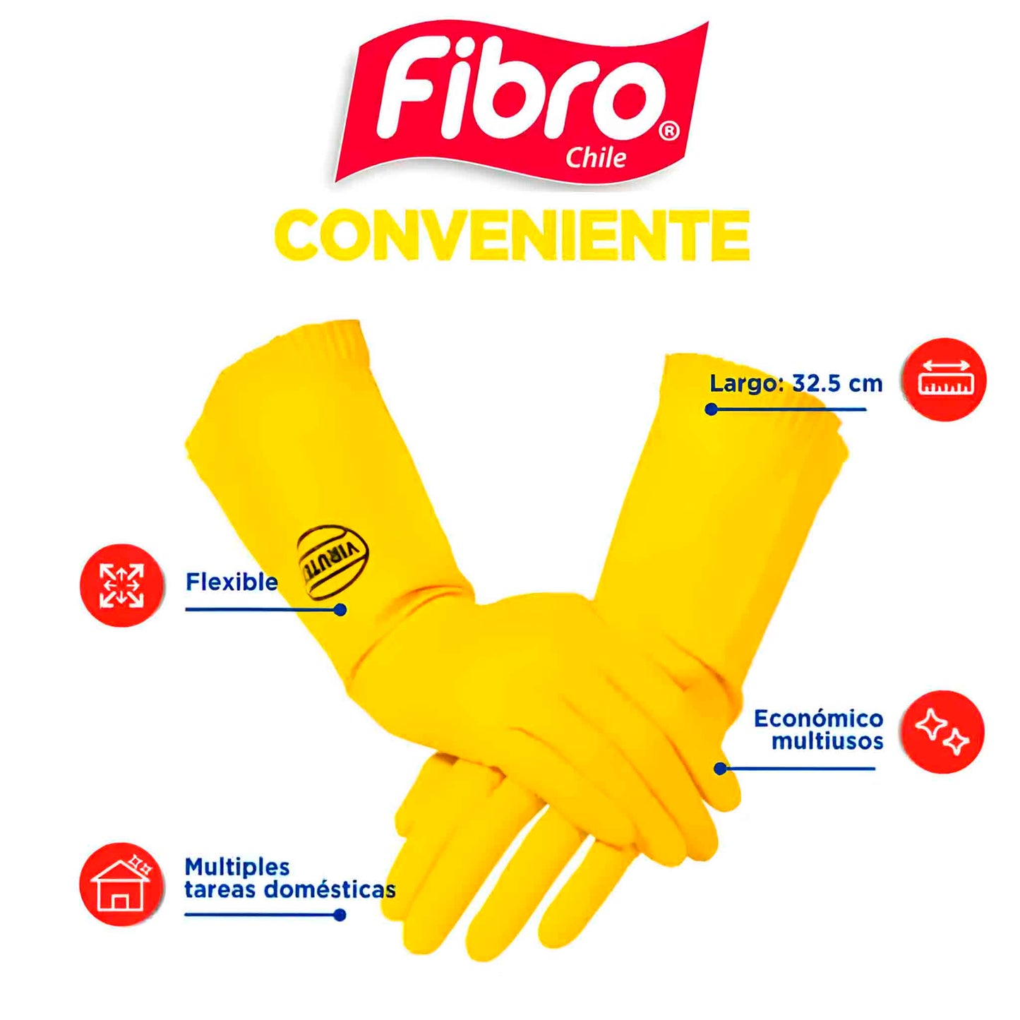 Guantes Multiuso Cocina y Baño Fibro Talla M Pack 2 Pares