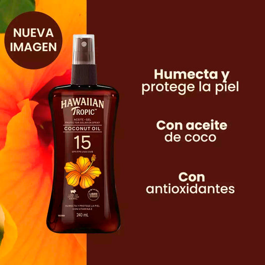 Hawaiian Tropic Aceite Gel FPS 15 – Bronceado Luminoso y Protección