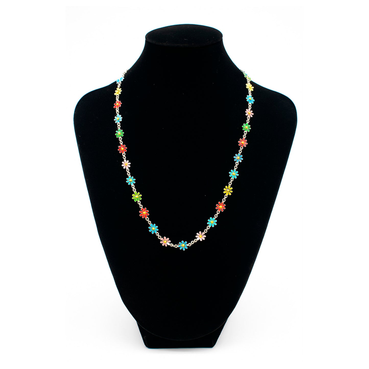 Collar de Plata 925 Flores Esmaltadas Multicolor – 62 cm / 10,25 g IMAGEN FUTURA- Dermocosmetica_belleza_online