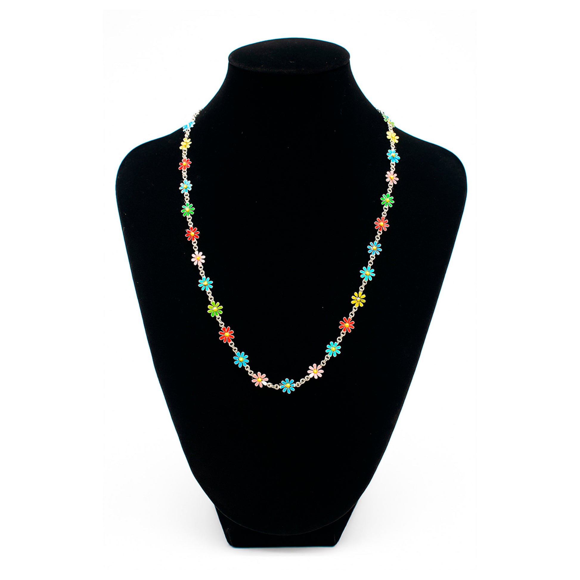 Collar de Plata 925 Flores Esmaltadas Multicolor – 62 cm / 10,25 g IMAGEN FUTURA- Dermocosmetica_belleza_online