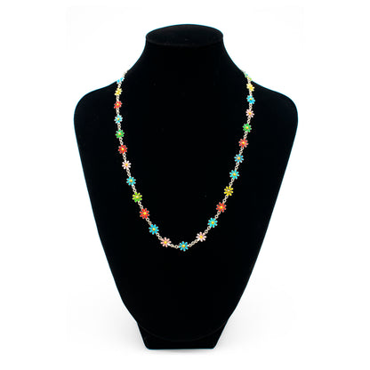Collar de Plata 925 Flores Esmaltadas Multicolor – 62 cm / 10,25 g IMAGEN FUTURA- Dermocosmetica_belleza_online