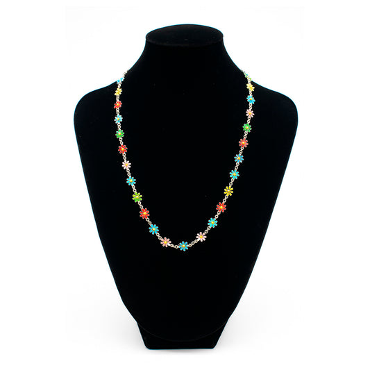 Collar de Plata 925 Flores Esmaltadas Multicolor – 62 cm / 10,25 g IMAGEN FUTURA- Dermocosmetica_belleza_online