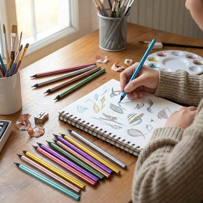 Lápices Metálicos Lavoro 12 Colores Triangulares Brillantes